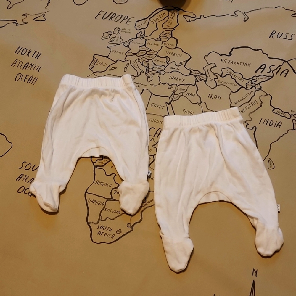 Honest Preemie Footed Pants - White